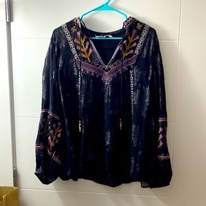 Zara Embroidered Long Sleeve Tunic